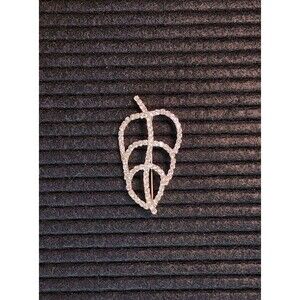 Vintage Leaf Motif Rhinestone Brooch Large Statement Beautiful ~2.3" Silver Tone